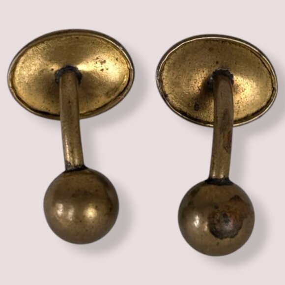 Antique Ball Back Red Glass Cufflinks - Picture 4 of 5